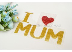 Iron-on transfer, I heart Mum,  18x11 cm